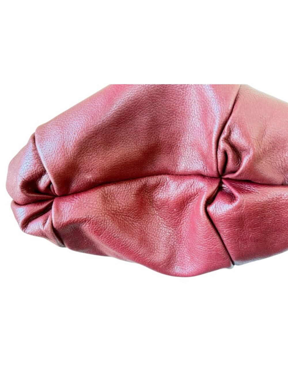 Elliott Lucca Pebbled Leather Bucket Bag Hobo Shoulder Purse Berry Red - Picture 11 of 12